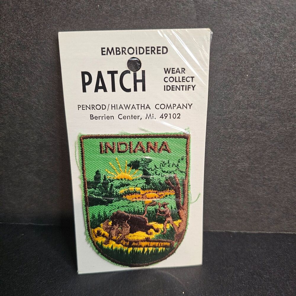 New Indiana Embroidered Patch Penrod Hiawatha Company Vintage Souvenir Travel